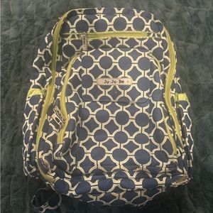 Ju-Ju-Be Royal Envy Blue Green Changing Pad Backpack Diaper Bag
